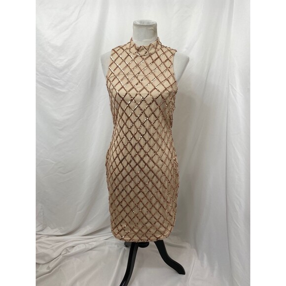 Windsor Women’s Dress Blush Color Body Con Sleeveless Sequined Size Large - Picture 2 of 9